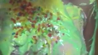 Teen emily plays with food and hot