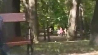 Horny couple fucks in the park